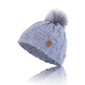 Bonnet Bleu Gris à Pompom Von Dutch - Bonnet von dutch femme the Duck