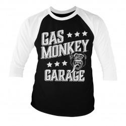T-Shirt Manches 3/4 Noir et Blanc Adulte Gas Monkey