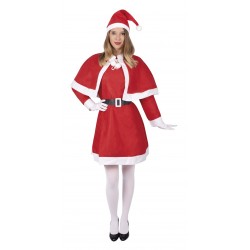 Ce costume Mère-Noël femme est composé d'une robe, d'une capeline, d'un bonnet et d'une ceinture (gants, bas, chaussures et cloche non inclus). Il sera parfait pour une soirée déguisée spéciale Noël.