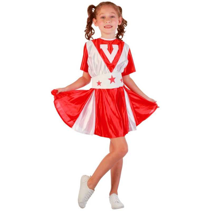 Déguisement de Pompom Girl Fille Rouge et Blanc PtitClown