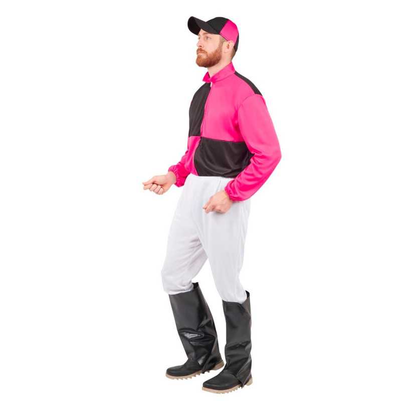 Déguisement de Jockey Rose et Noir Homme PtitClown
