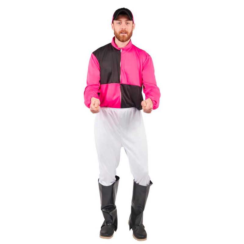 Déguisement de Jockey Rose et Noir Homme PtitClown