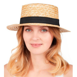 Canotier en Paille naturelle - Déguisement hawai Adulte Chapeau Canotier  The Duck