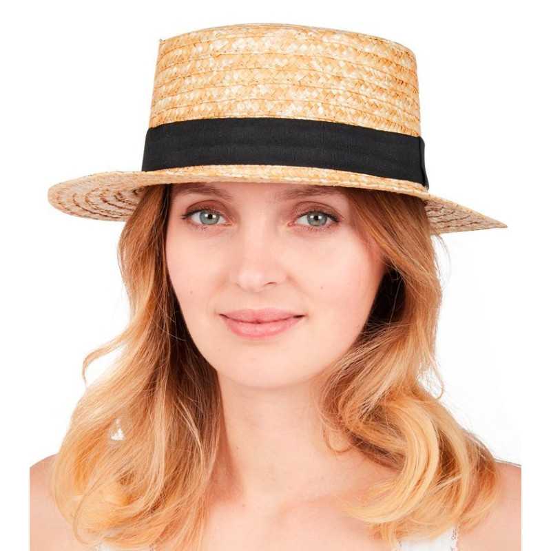 Canotier en Paille naturelle - Déguisement hawai Adulte Chapeau Canotier  The Duck