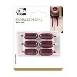 Maquillage Capsules Sang (6 capsules 1gr) - Maquillage Faux Sang