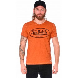 T-Shirt Col V Homme Orange