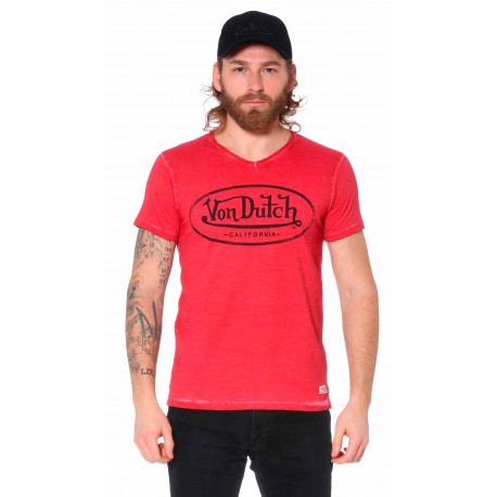 T-Shirt Rouge Homme Col V Von Dutch