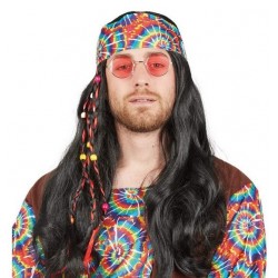 Perruque Hippie Noire Homme