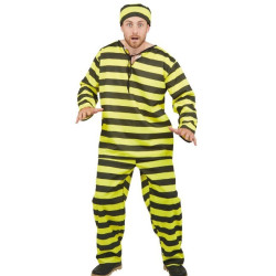 Déguisement Prisonnier Jaune Noir Adulte - Costume Prisonnier Homme The Duck