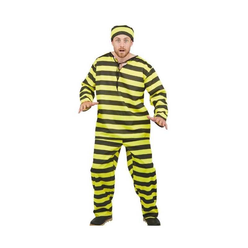 Déguisement Prisonnier Jaune Noir Adulte - Costume Prisonnier Homme The Duck