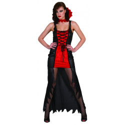 Déguisement vampire femme rouge et noir Halloween Jadeo