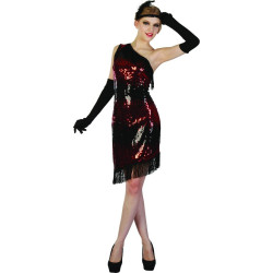 Déguisement charleston femme noir et rouge Jadeo