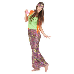 Déguisement hippie rose et vert femme Jadeo
