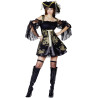 Déguisement pirate noir et doré femme Jadeo