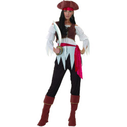 Déguisement pirate marron et blanc femme Jadeo