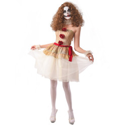 Déguisement clown terrifiant beige femme Jadeo