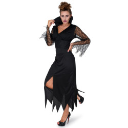 Déguisement sorcière dentelle noire femme Jadeo