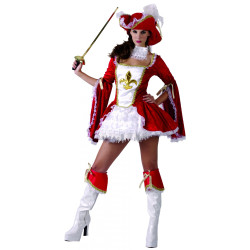 Déguisement mousquetaire sexy rouge femme Jadeo