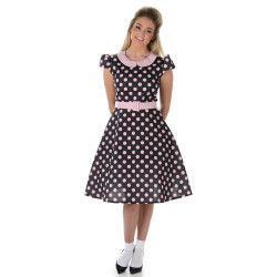 Déguisement robe 50's à  pois roses femme Jadeo