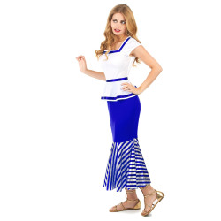 Déguisement de gauloise blanc et bleu femme Jadeo