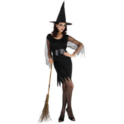 Déguisement sorcière manches en tulle femme Halloween Jadeo