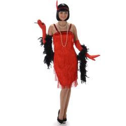 Déguisement charleston rouge à  franges femme Jadeo