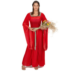 Déguisement médiéval rouge effet velours femme Jadeo