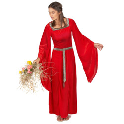 Déguisement médiéval rouge effet velours femme Jadeo