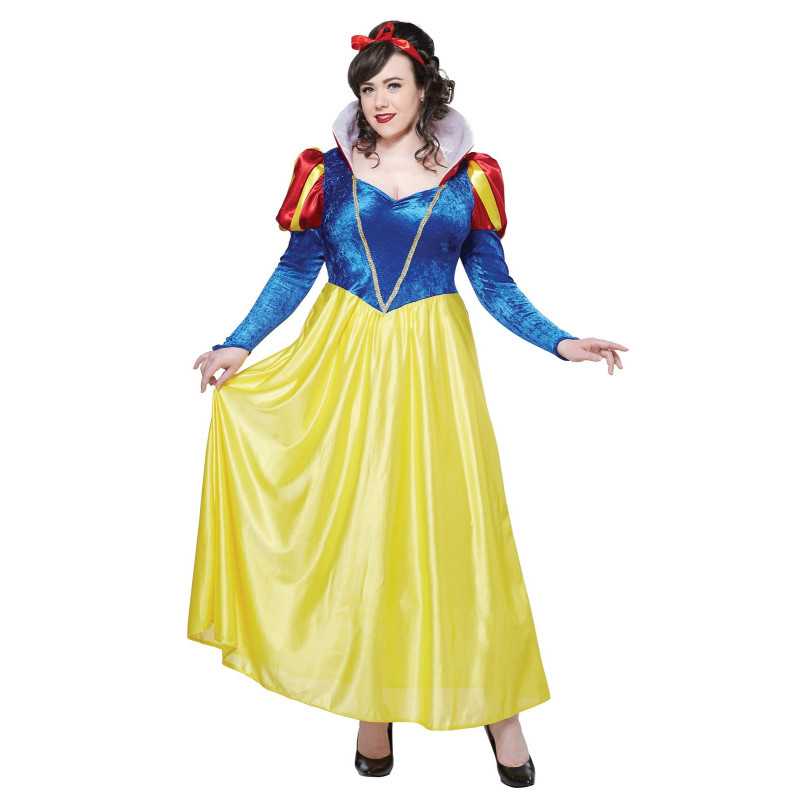 Costume Blanche Neige grande taille pour femme jaune et bleu