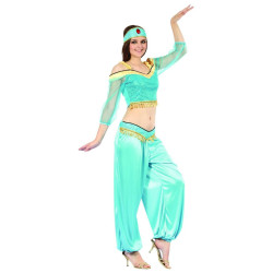 Déguisement danseuse orientale bleue et or femme Jadeo