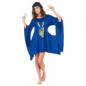 Déguisement robe hippie bleue peace & love femme