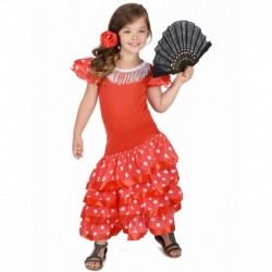 Déguisement Danseuse Flamenco Rouge à  Pois Blanc Fille