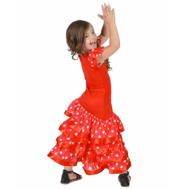 Déguisement Danseuse Flamenco Rouge à  Pois Blanc Fille Jadeo