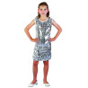 Déguisement disco fille argent à  paillettes Jadeo