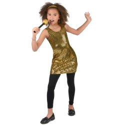 Déguisement disco paillettes or fille Jadeo