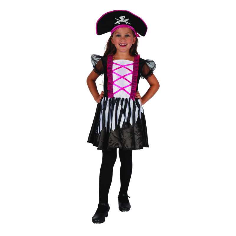 Déguisement pirate rose et noir fille