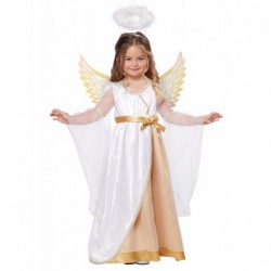 Déguisement petit ange blanc et or luxe fille