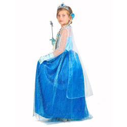 Déguisement et accessoires de princesse des glaces bleue fille Jadeo