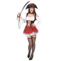 Déguisement pirate sexy blanc et rouge femme Jadeo