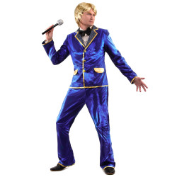 Déguisement chanteur disco bleu Homme Jadeo