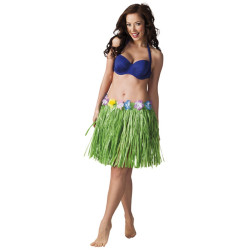 Jupe hawaïenne courte verte adulte Jadeo