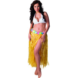 Jupe hawaïenne longue jaune adulte Jadeo