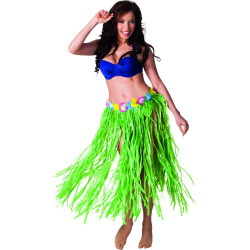 Jupe hawaïenne longue verte adulte Jadeo