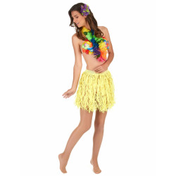Jupe hawaïenne courte jaune papier adulte Jadeo