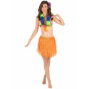 Jupe hawaïenne courte orange papier adulte