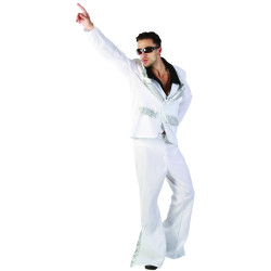 Déguisement disco homme blanc et argent Jadeo