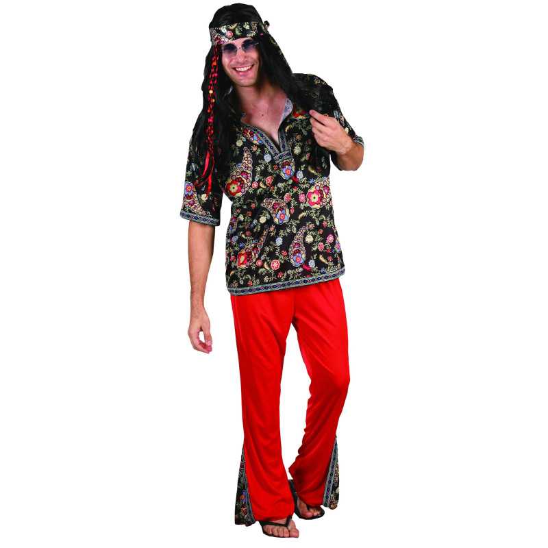 Déguisement hippie rouge homme