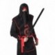 Déguisement ninja noir et rouge homme