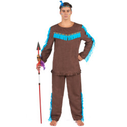 Déguisement indien marron et bleu homme Jadeo