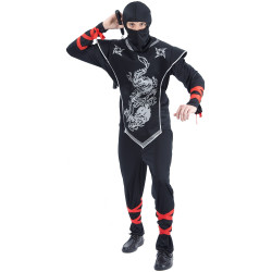 Déguisement ninja dragon argentés homme Jadeo